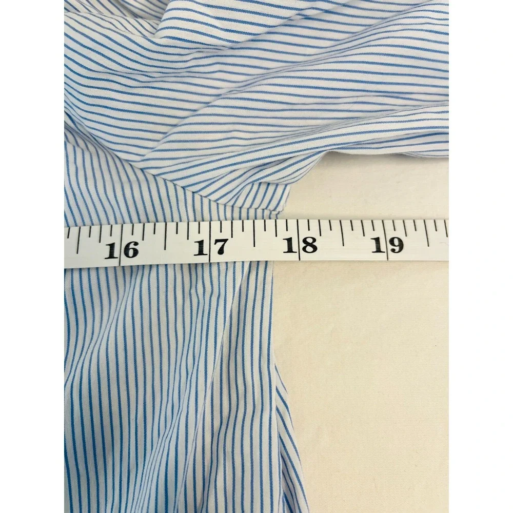 DO+BE‎ Blue White Stripe Off Shoulder Blouse Tie Sleeve Balloon Hem Size Small - Picture 7 of 9
